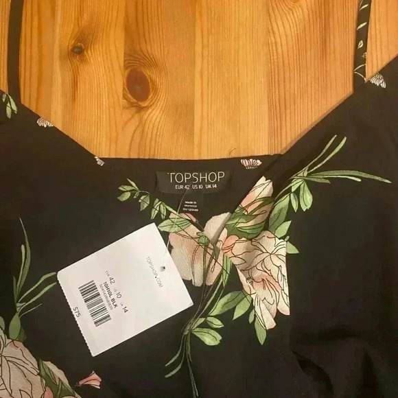 Topshop Midi Floral Wrap Dress Cocktail Party Dark Romantic - Picture 8 of 13